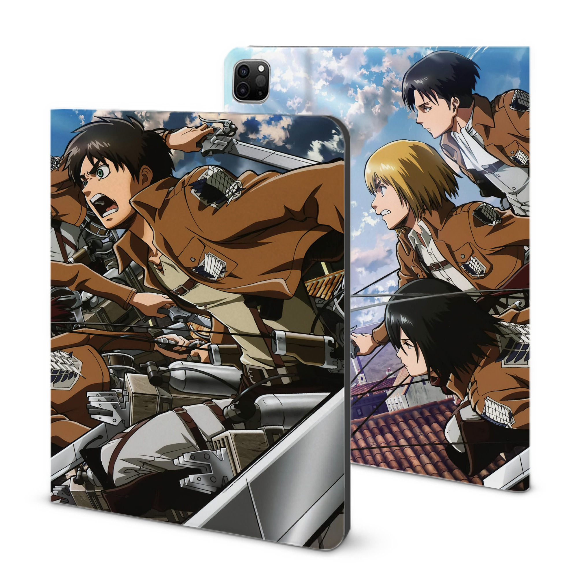 （画像用） 進撃の巨人 Attack on Titan IPad ケース ブック型 PUレザー TPU 耐衝撃 軽量 薄型 ペン収納なし 全面保護 IPad 各モデル対応